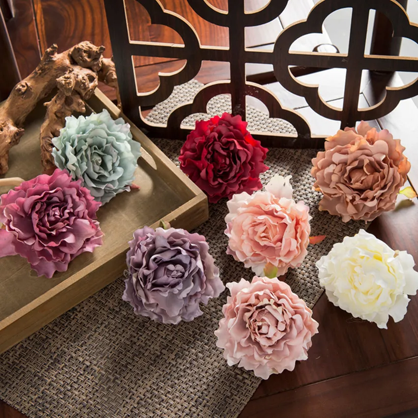 

5pcs Hot sale Artificial Flower Silk Oil cloth peony Christmas Home Outdoor garden wall Festival Wedding bridal bouquet Diy gift