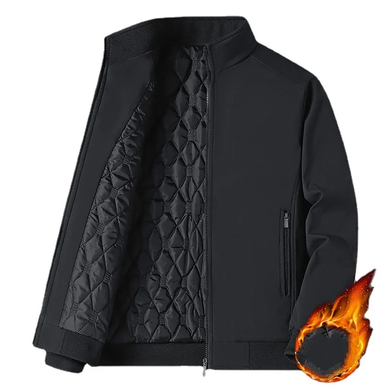 Zimowe męskie ciepłe kurtki polarowe Bomber Fashion Parki Odzież wierzchnia Płaszcze Męskie Casual Kurtka wiatrówka Klasyczny solidny płaszcz termiczny