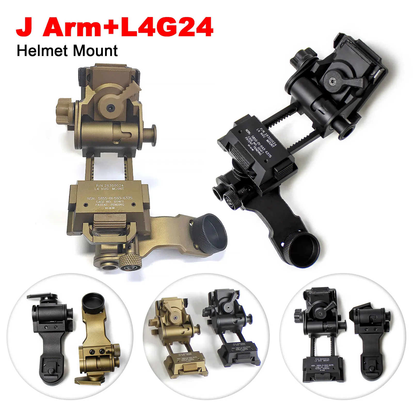 

Тактическое крепление L4G24 для приборов ночного видения + кронштейн-адаптер J-Arm для крепления на шлем, комплект для PVS14, PVS15, PVS18
