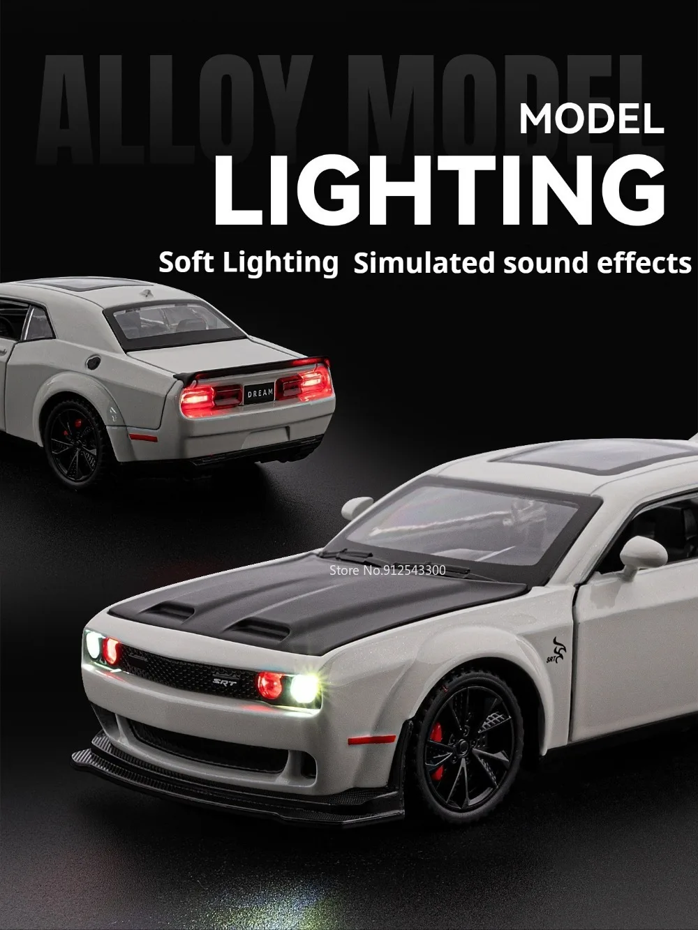 Hellcat Tomahawk Sportwagenmodell im Maßstab 1:32, Spielzeug, Metallgehäuse, Gummireifen, Supercar, Musik, Lichtmodelle für Kinderunterhaltung – Detail 6