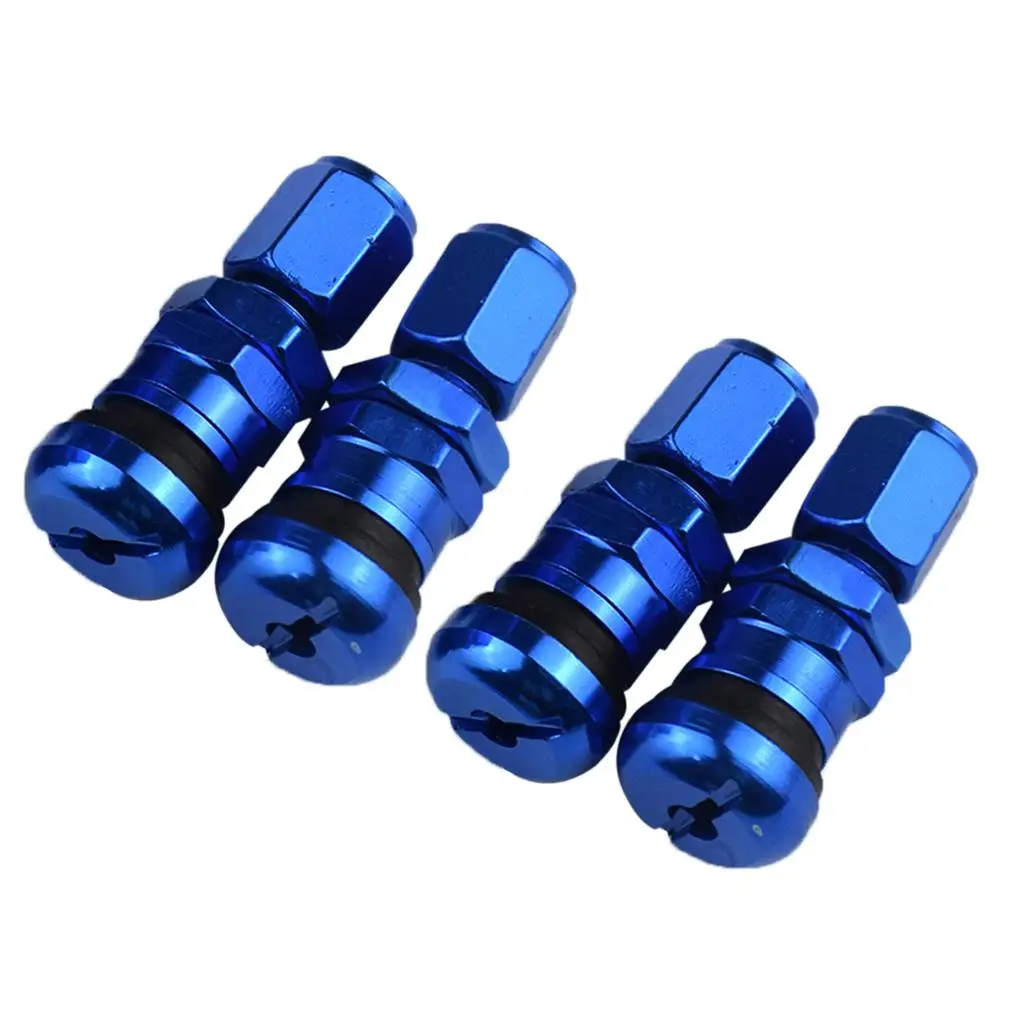 5X 4x Blue Aluminum Auto Car Tubeless Wheel Tire Stems Adapter