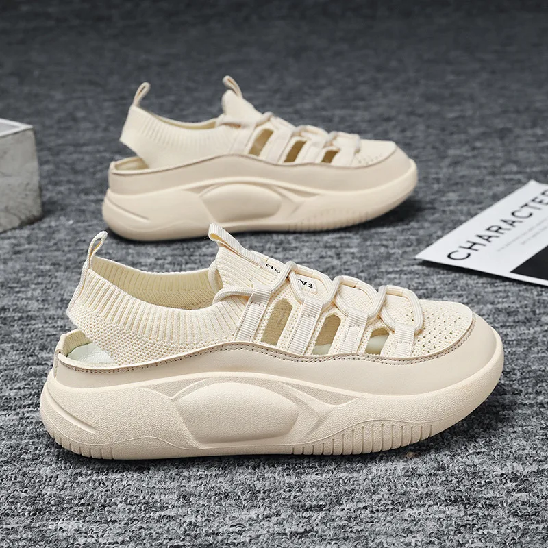 

Women's Spring and Summer Hollowed Out Mesh Sneakers Thick Bottom Had High Large Size Outdoor Running Shoes，Fashionably Simple