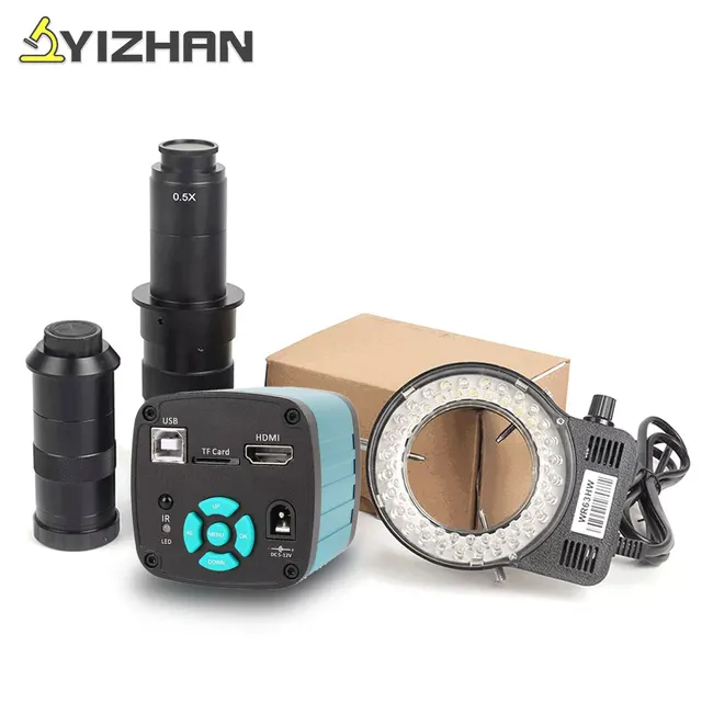 YIZHAN 4K HDMI USB przemysłowe elektroniczny cyfrowy mikroskop wideo kamera HD 48MP 1080P 60fps LED światło dla telefonu CPU naprawa PCB
