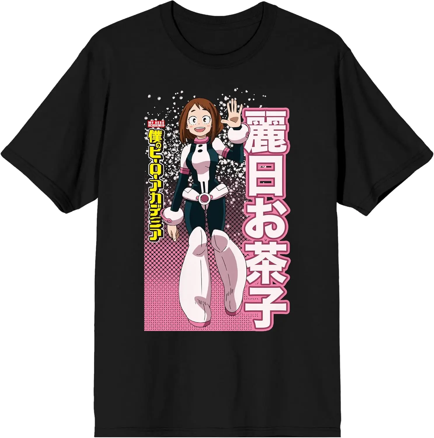 Camiseta Negra con Estampado Gráfico del Personaje Ochaco Uraraka de My Hero Academia de Bioworld para Hombre