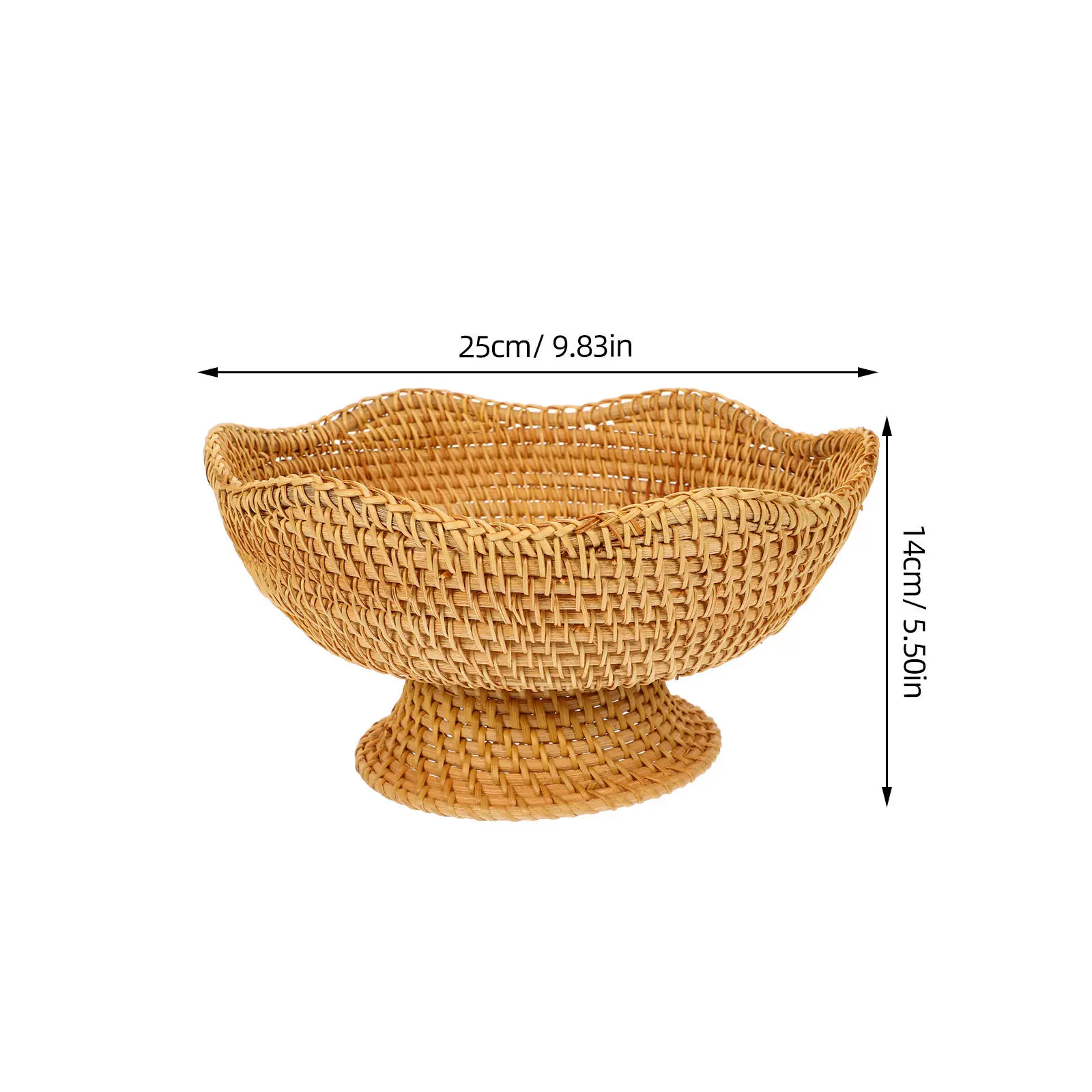 Handwoven Natural Rattan Small Round Storage Basket Desktop Organizer for Keys Wallet Phone Mail Snacks Sundries Fruit Bread