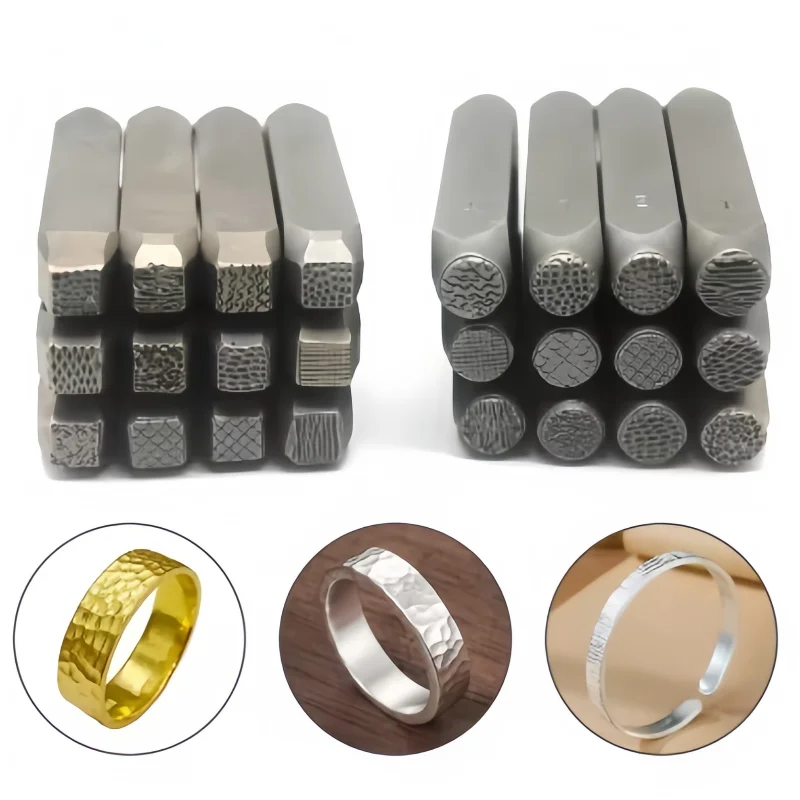 9x9 مللي متر الملمس ختم معدني جولة مربع مجوهرات ختم لكمة ل الرجعية سوار حلقة صنع أداة DIY بها بنفسك #4