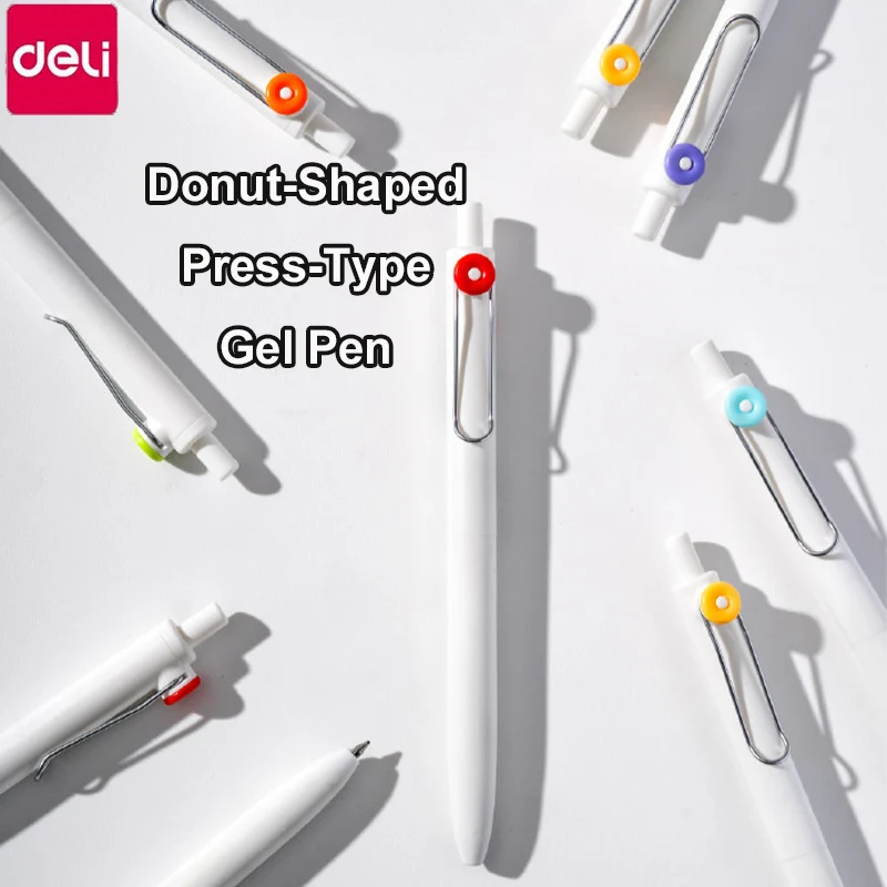 

Deli Nusign Gel Pens 0.5mm Cute Color Donut Soft Grip Low Angle Smooth Writing No-Smear Ink Signture Pen School Office Supplies