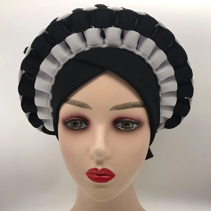 African Turban Caps for Women Headtie Ready to Wear Auto Gele Female Head Wraps Muslim Caps Nigerian Wedding Gele