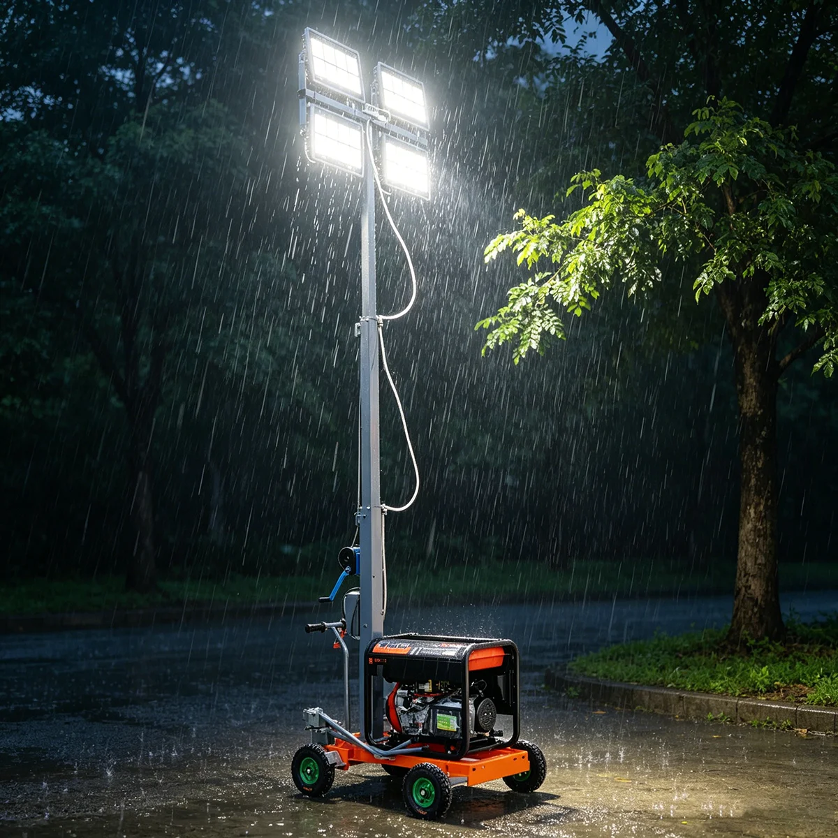 Portable Light Tower Mini 5m Telescopic LED Flood Light Lockable Wheels For Small Workshop Villa Renovation Temporary Lighting