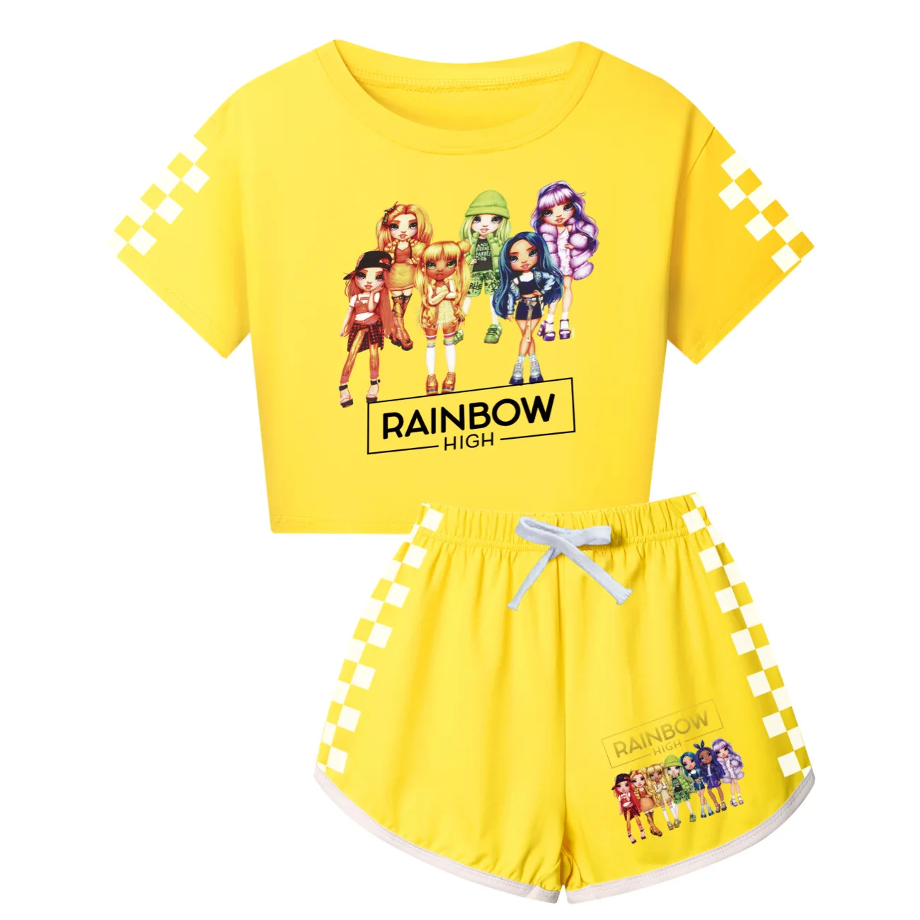 Set di abbigliamento alto arcobaleno ragazze estate bambini maglietta con ombelico + pantaloni set di 2 pezzi abbigliamento per bambini abiti