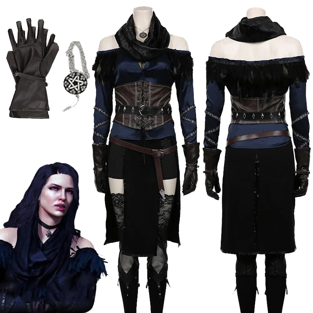 

Witch Yennefer Cosplay Fantasy Clothing Game Wizard Costume Adult Women Female Roleplay Fancy Dress Up Party Outfits