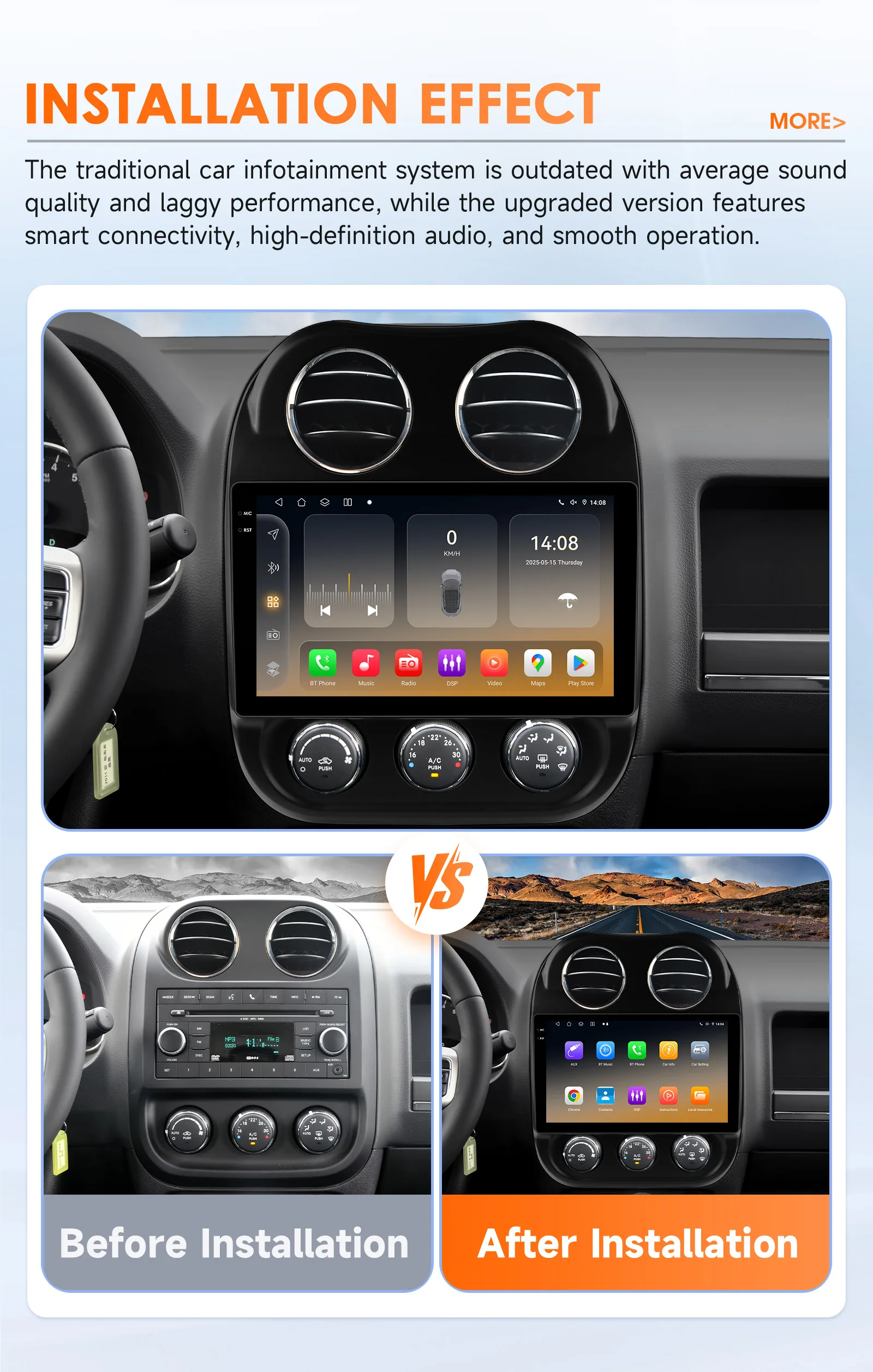 Hizpo Auto-Intelligenzsysteme für JEEP Compass Patriot 2011 - 2017 CarPlay Android Auto Radio Kein 2 Din 2din DVD QLED-Bildschirm RDS – Detail 7