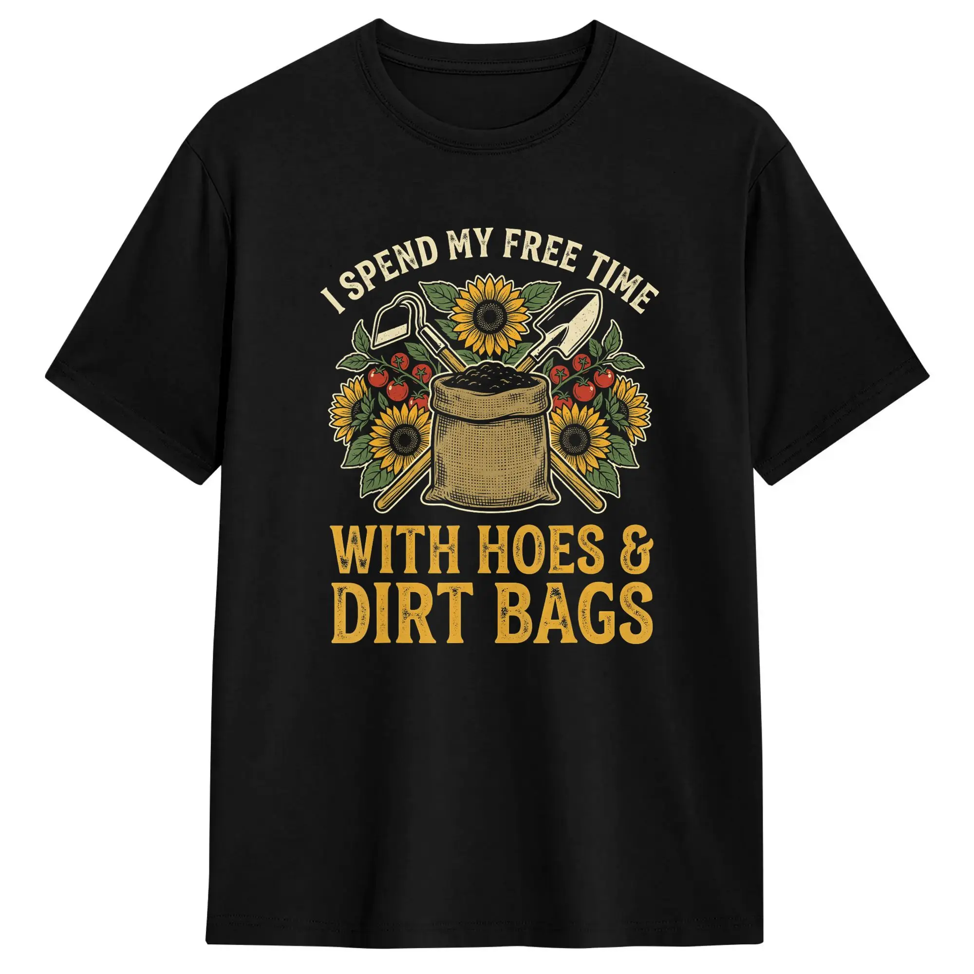 I Spend My Free Time with Hoes and Dirt Bags Cotton T Shirt For Men Summer  Y2K Funny T Shirts Fashion Tee Shirt Hot Sale Tops