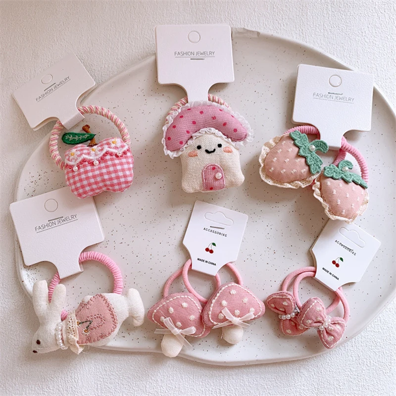 الكرتون الفطر مقاطع الشعر للفتيات الوردي دبابيس الشعر الطفل الجانب كليب لطيف دمية إكسسوارات الشعر الاطفال الشعر التعادل فتاة ذيل حصان حامل #3