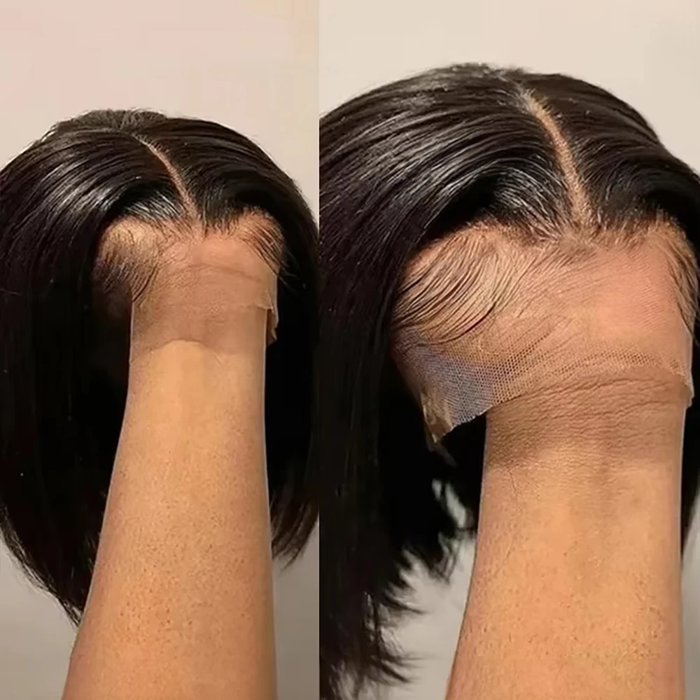 

Бразильский прямой парик из натуральных волос, короткий боб, недорогой, с прозрачной кружевной основой 13x4 13x6, для женщин, с предварительно проработанной линией роста волос