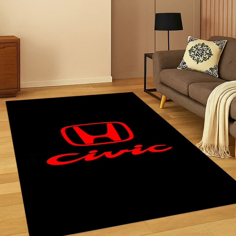 3D H-HONDA Racing Car Logo Moto Carpet Rug for Bedroom Living Room Sofa Playroom Doormat Home Decor,Kid Area Rug Non-slip