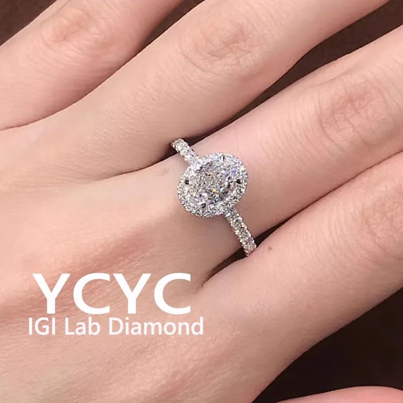 مصنع بيع الذهب الأبيض عيار 14 قيراط 3 4 5 قيراط مختبر نمت خاتم الماس البيضاوي قطع الماس CVD HPHT DEF VS-VVS خاتم الزواج والخطوبة #4