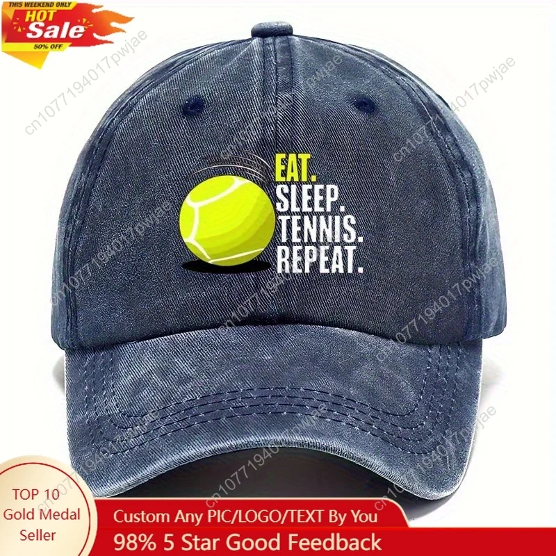

Retro tennis baseball cap - Breathable, adjustable, lightweight unisex cap with a "tennis ball eating" pattern.