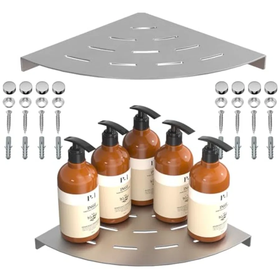 

2 Pack Corner Shower Shelves Load Capacity 40 lbs 304 Stainless Steel Shower Corner Shelf Will not Rust 8in Shower Shelf for In