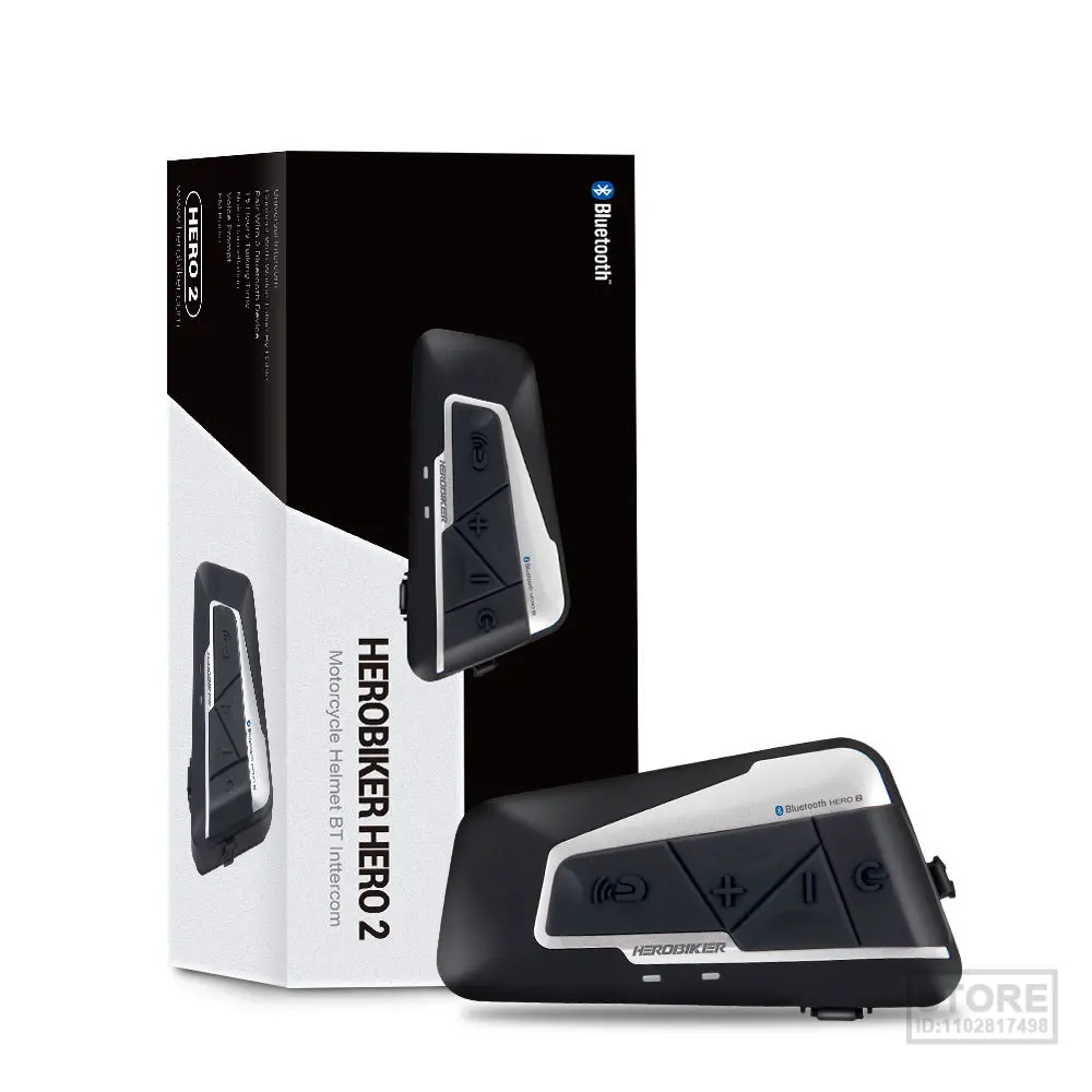 HEROBIKER 2 Set 100M BT helm sepeda motor interkom tahan air nirkabel Bluetooth Moto Headset Interphone FM Radio untuk pengendara