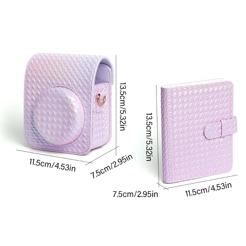 جراب كاميرا PU مقاوم للماء لـ Fujifilm Instax Mini 12 ، حقيبة بحزام كتف ، 64 جيب ، حقائب ألبوم صور للأفلام