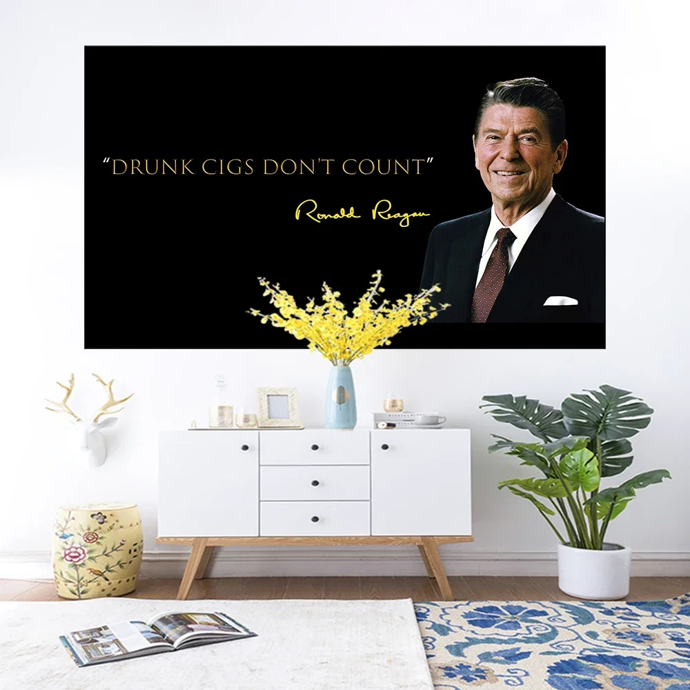 Drunk Cigs Dont Count Ronald Reagan Tapestry Wall Hanging Bedroom Printed Landscape Aesthetic Decoration Room Backdrops