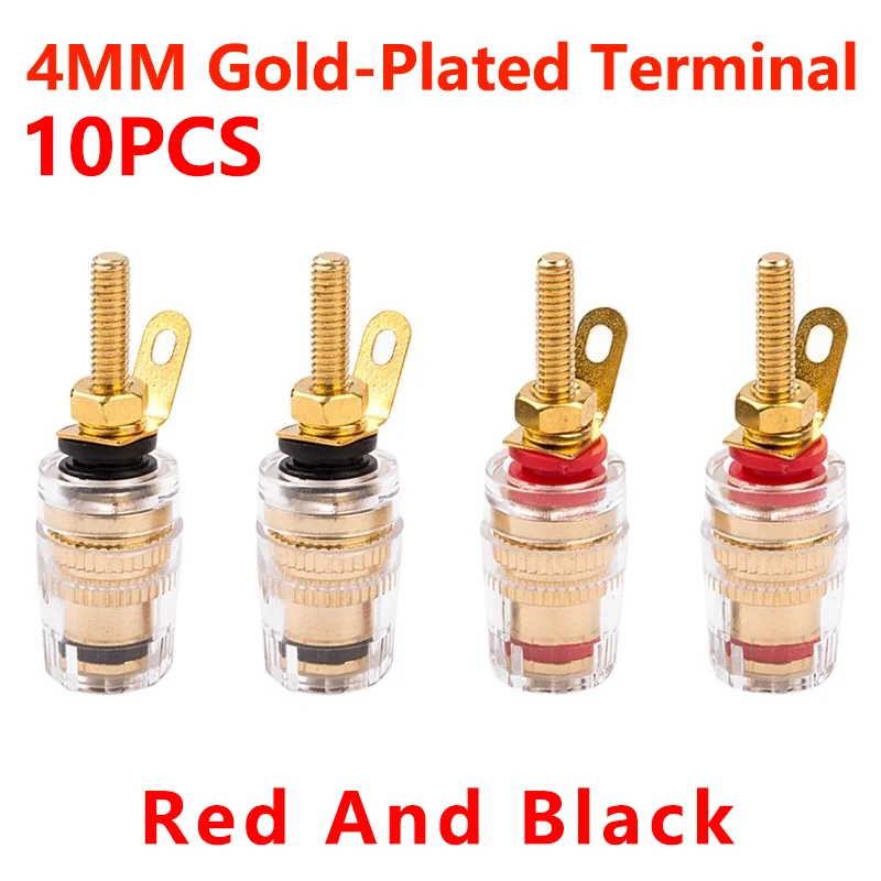 

10Pcs/Set Speaker Gold Plated Terminal Binding Post 4mm Banana Plug Socket Low Frequency Amplifier Connector for Loudspeakers