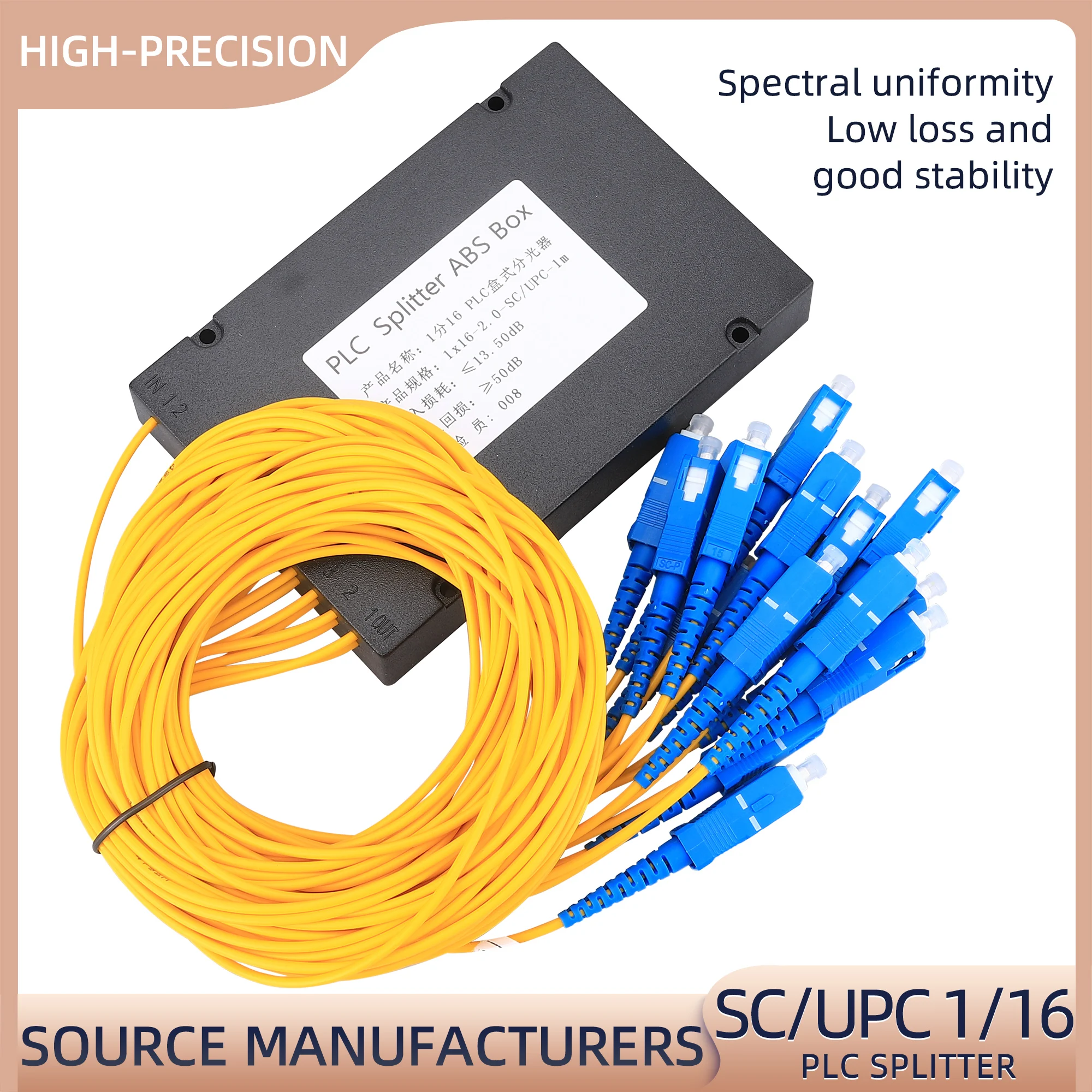 

1x16 Telecom PLC Cassette SC Compact Optical Splitter Planar Waveguide Fiber branching device