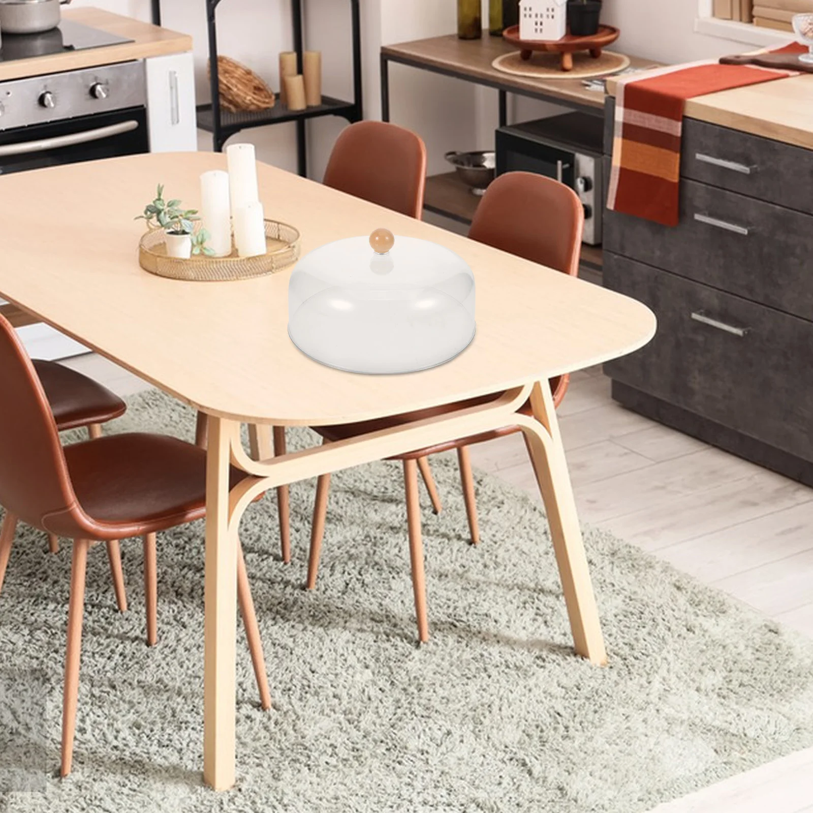 غطاء طعام أكريليك شفاف مقاس 23 سم، غطاء قبة الكيك لعرض المعجنات، تصميم أنيق، أغطية أطباق آمنة ذات حواف ناعمة