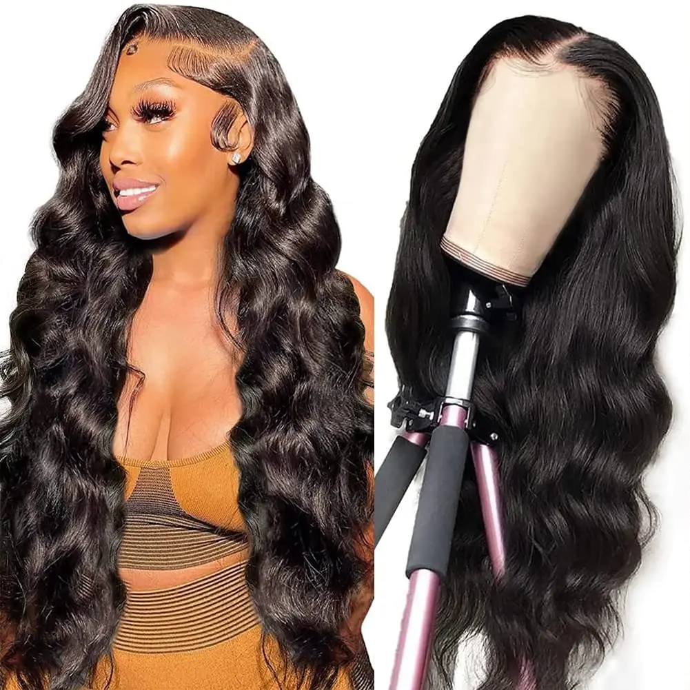 Body Wave 13x6 Transparent Lace Frontal Human Hair Wigs 180 Density Brazilian Remy 30 Inch Water Wave Frontal For  Women