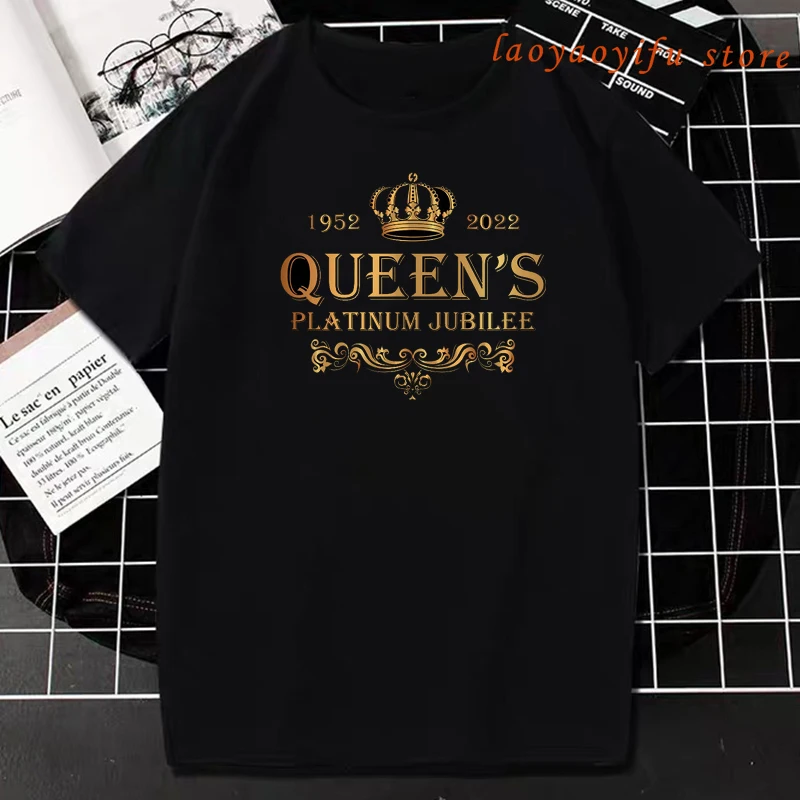 Elizabeth Ii T-shirts for Men Printed Short Sleeve T Shirt Tops Classic Tee Shirt Unisex Commonwealth Queen Clothing Streetwear