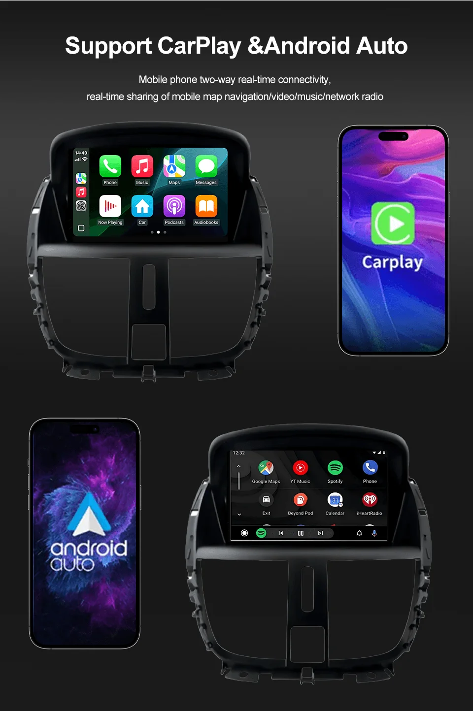 لبيجو 207 مشغل راديو السيارة متعدد الوسائط مزدوج DIN 7 بوصة مع نظام ترفيه السيارة USB وبلوتوث