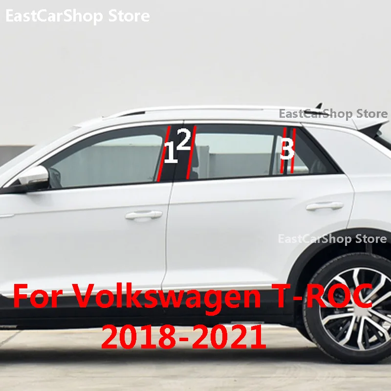 

Для Volkswagen VW T-ROC TROC 2021 2020 2019 2018, автомобильная средняя колонка, отделка окон ПК, украшение, стойка, полоса, стикер, аксессуары