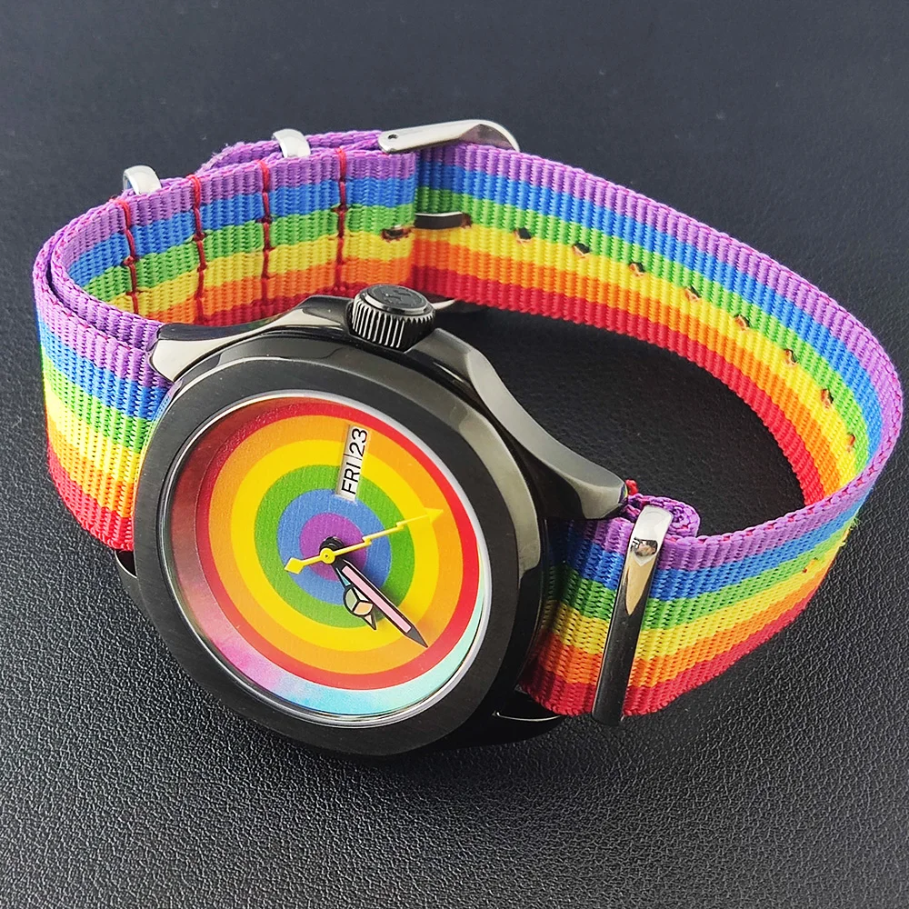 Orologio meccanico automatico da uomo di lusso da 44 mm con marchio orologio con movimento NH35 Orologio meccanico arcobaleno con superficie impermeabile in zaffiro