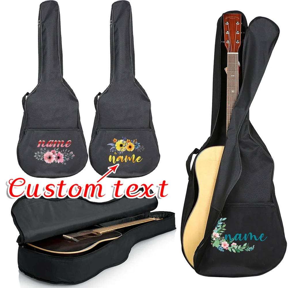 Personalized Customized Name Guitar Bag Dustproof Instrument Storage Zipper Backpack 36-41inch Double Strap Nylon Padded Bags