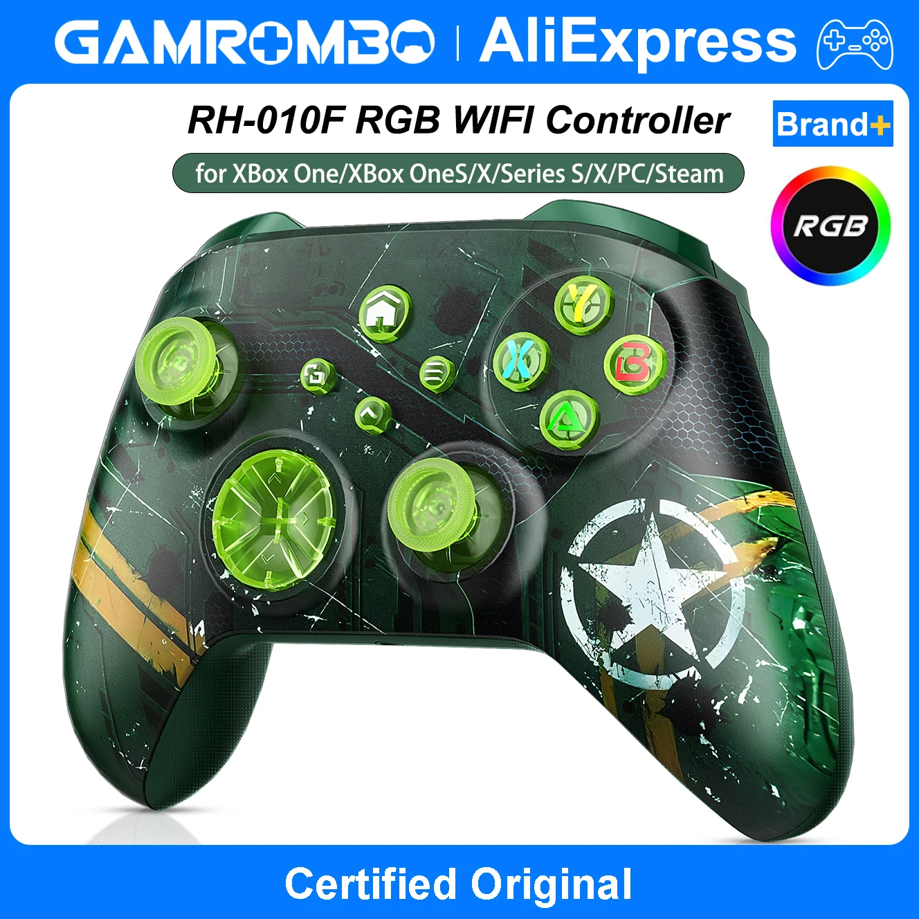 

GAMROMBO Wireless Controller for XBox One/Series S/X/PC Console Gamepads W/ Dual Vibration Hall Effect 6-Axis Gyro FUNC Joystick