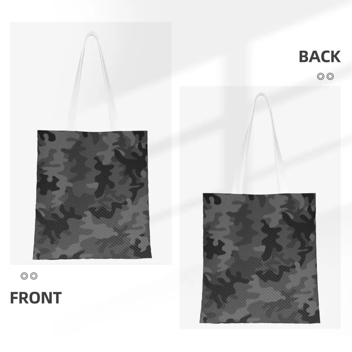 Custom Carbon Camo Grocery Shopping Bags Print Canvas Shopper Tote Shoulder Bag Large Capacity Portable Camouflage Handbag