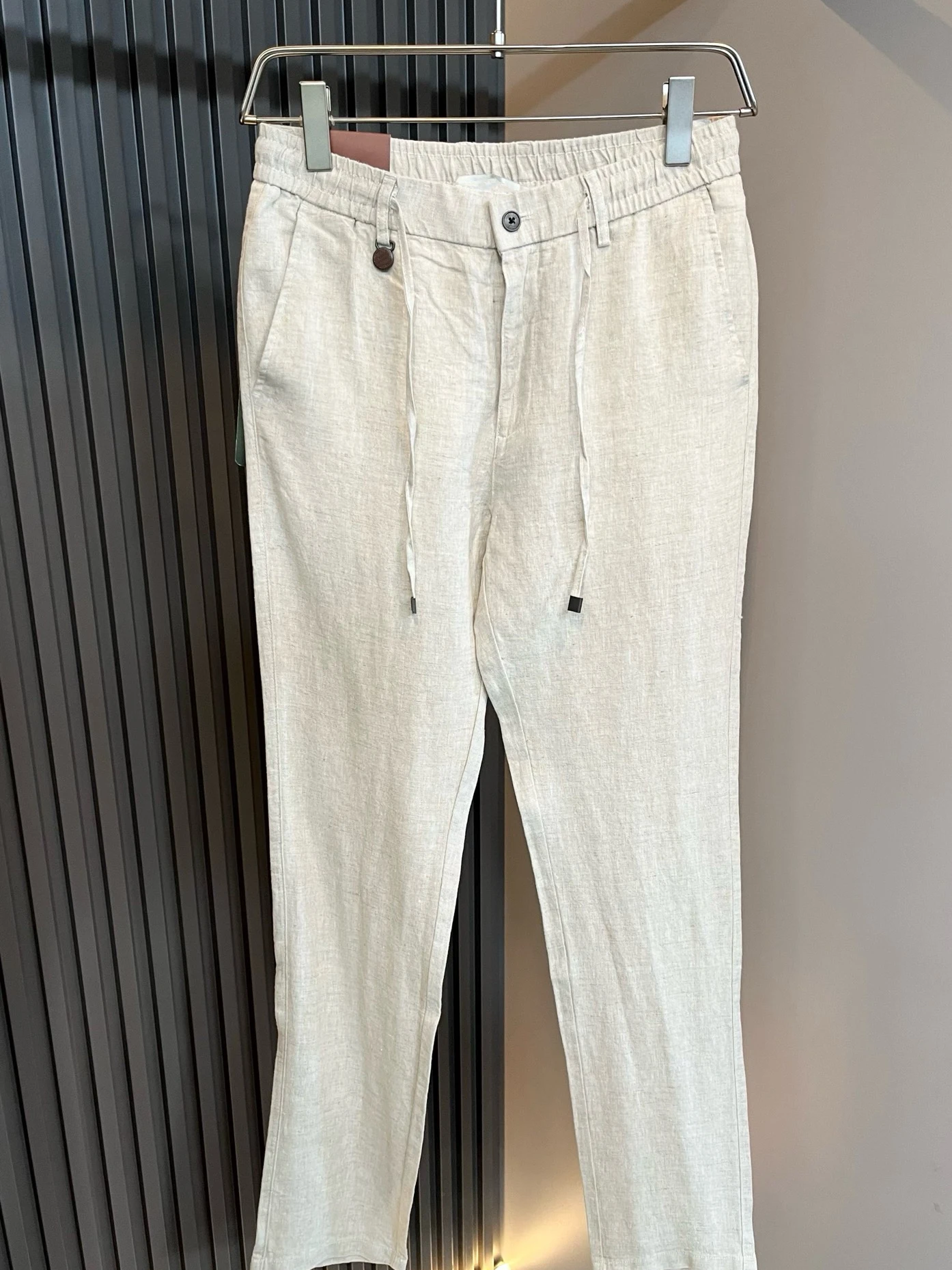 Ligentleman Men's Casual Pants Summer Cotton Linen Blend Straight Leg Business Trousers mid Waist Comfortable Fashionable