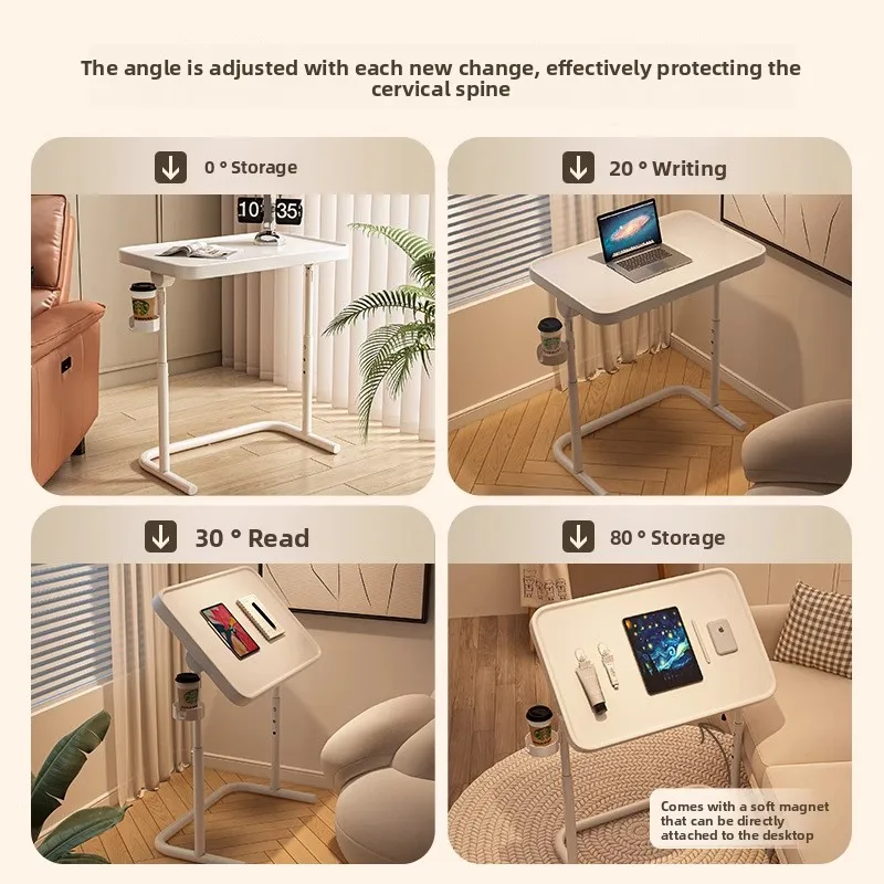 طاولة بجانب السرير قابلة للإزالة وقابلة للطي ومكتب رفع مع عجلات وأريكة غرفة المعيشة الصغيرة #4