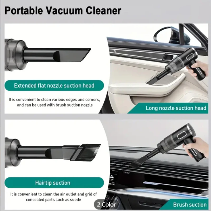 Aspirador de pó portátil sem fio atualizado, sucção ciclone portátil, forte potência recarregável, ideal para carro, escritório, casa clea