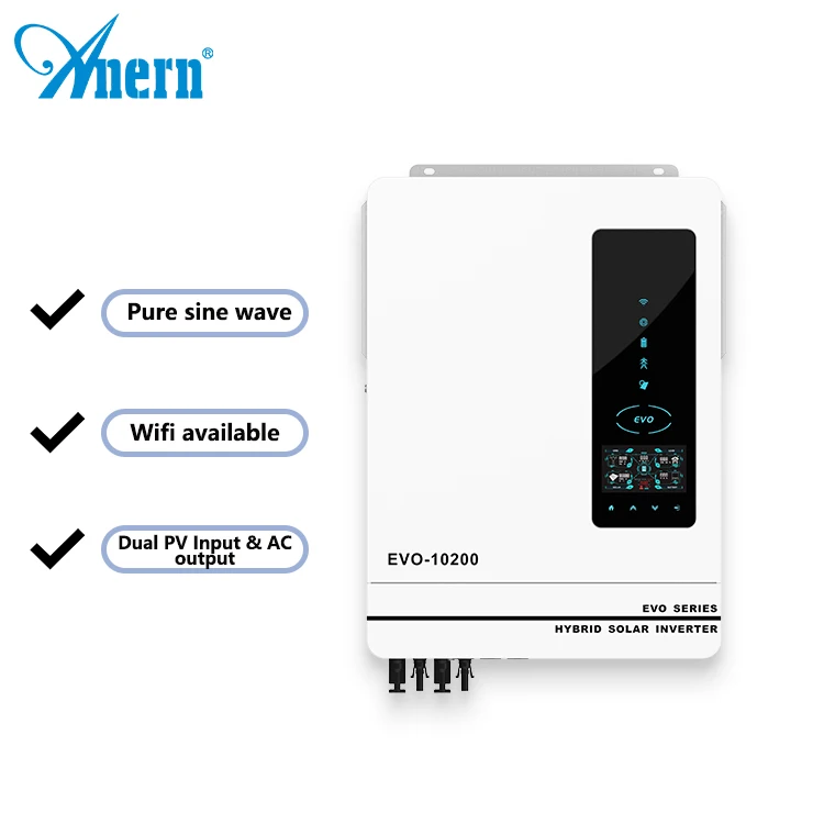 Anern 10.2KW Hybrid Solar Inverter 3 Phase 48v Battery For Home