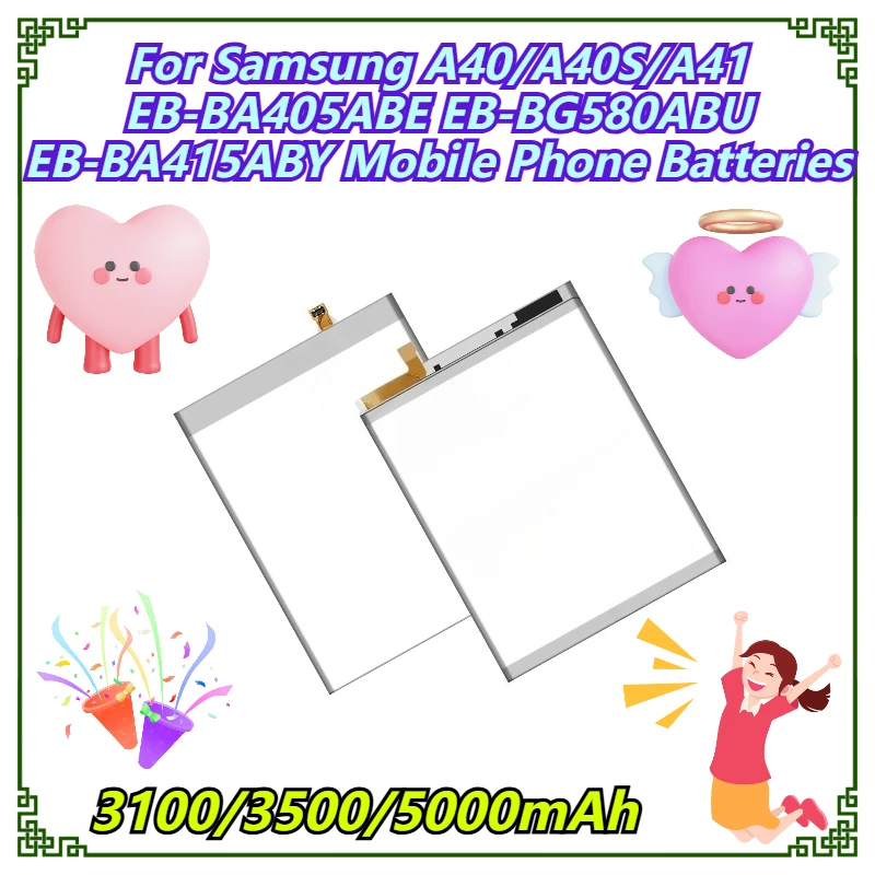 

3100/3500/5000 мАч для Samsung A40/A40S/A41 EB-BA405ABE EB-BG580ABU EB-BA415ABY аккумуляторы для мобильных телефонов