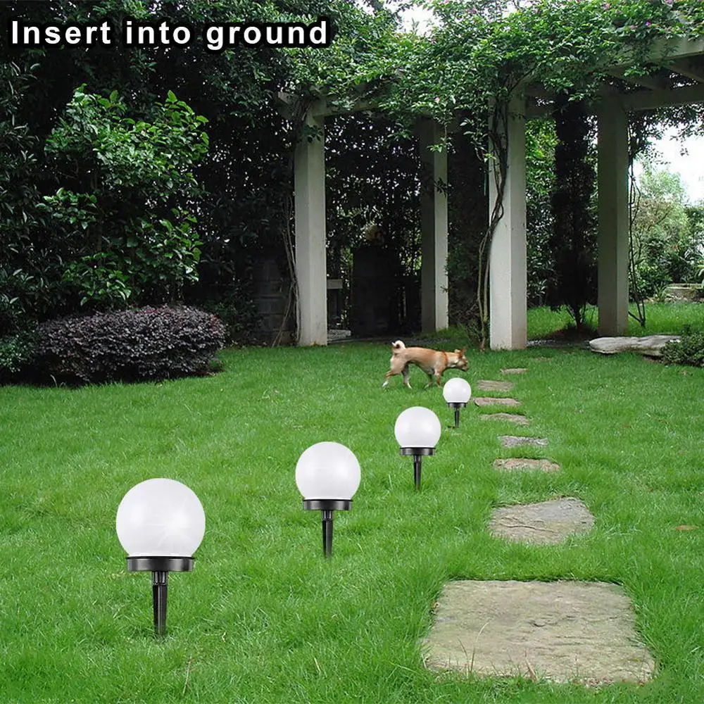 2/1Pcs Outdoor Solar Round Ball Light  Waterproof Garden Lamp Lawn Yard Street Landscape Decoration Solar Round Ball Floor Light