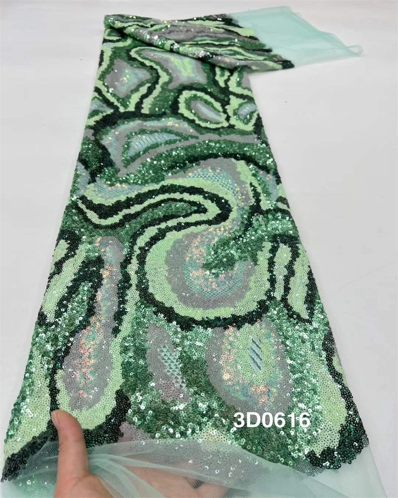 

High Quality Beaded African Sequin Lace Fabric Nigerian Asoebi Wedding Dress Material Luxury Pattern for Clothing