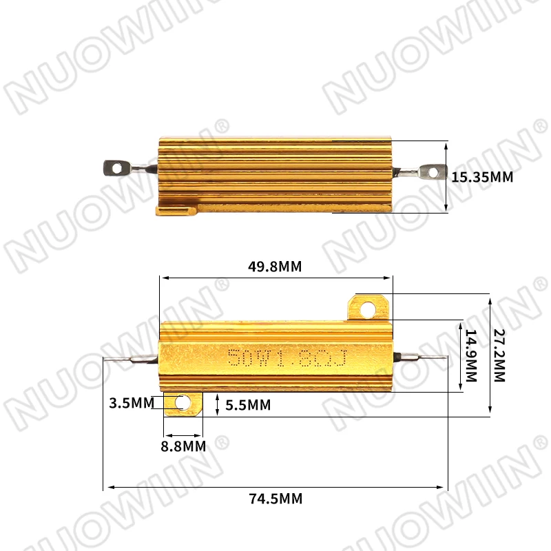 50W 100W Aluminum Power Metal Shell Case Wirewound Resistor 0.01R ~ 100K 1 4 6 8 10 20 200 500 1K 10K ohm resistance RX24