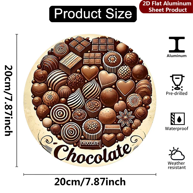 2D Flat 1pc Rich Chocolate Sign, 8X8 Inches Sweet Treats Metal Wall Decor, Luxury Confectionery Decorative Sign