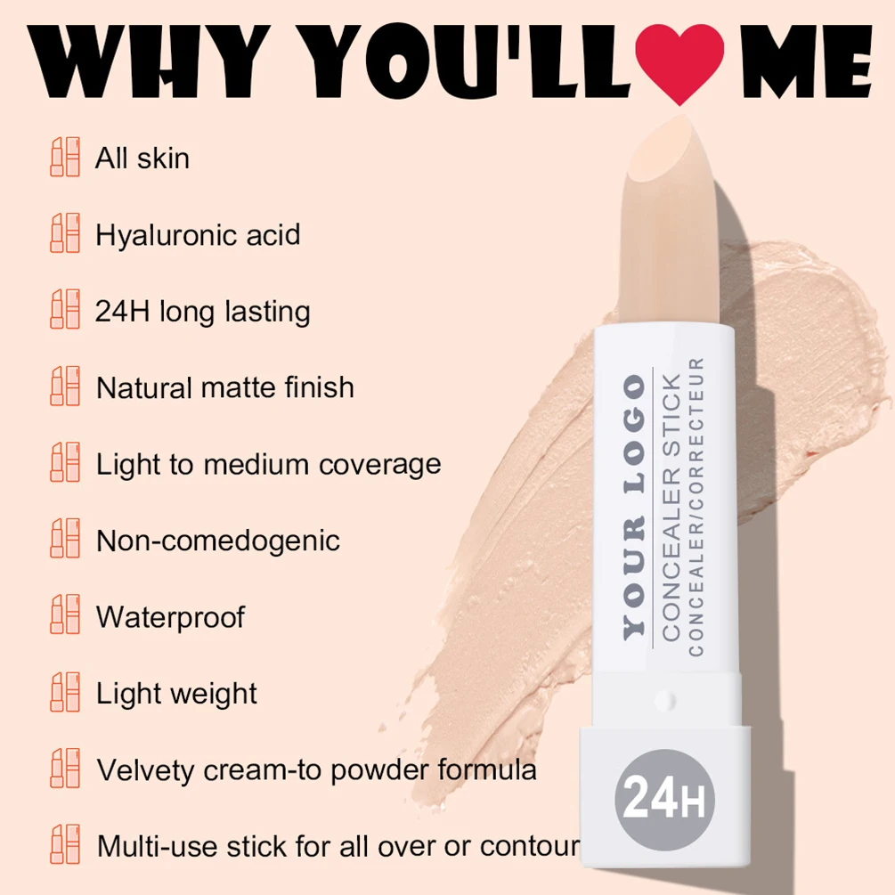 Etichetta privata in stick correttore a 22 colori Logo personalizzato impermeabile a lunga durata Trucco leggero opaco naturale a copertura totale vegano