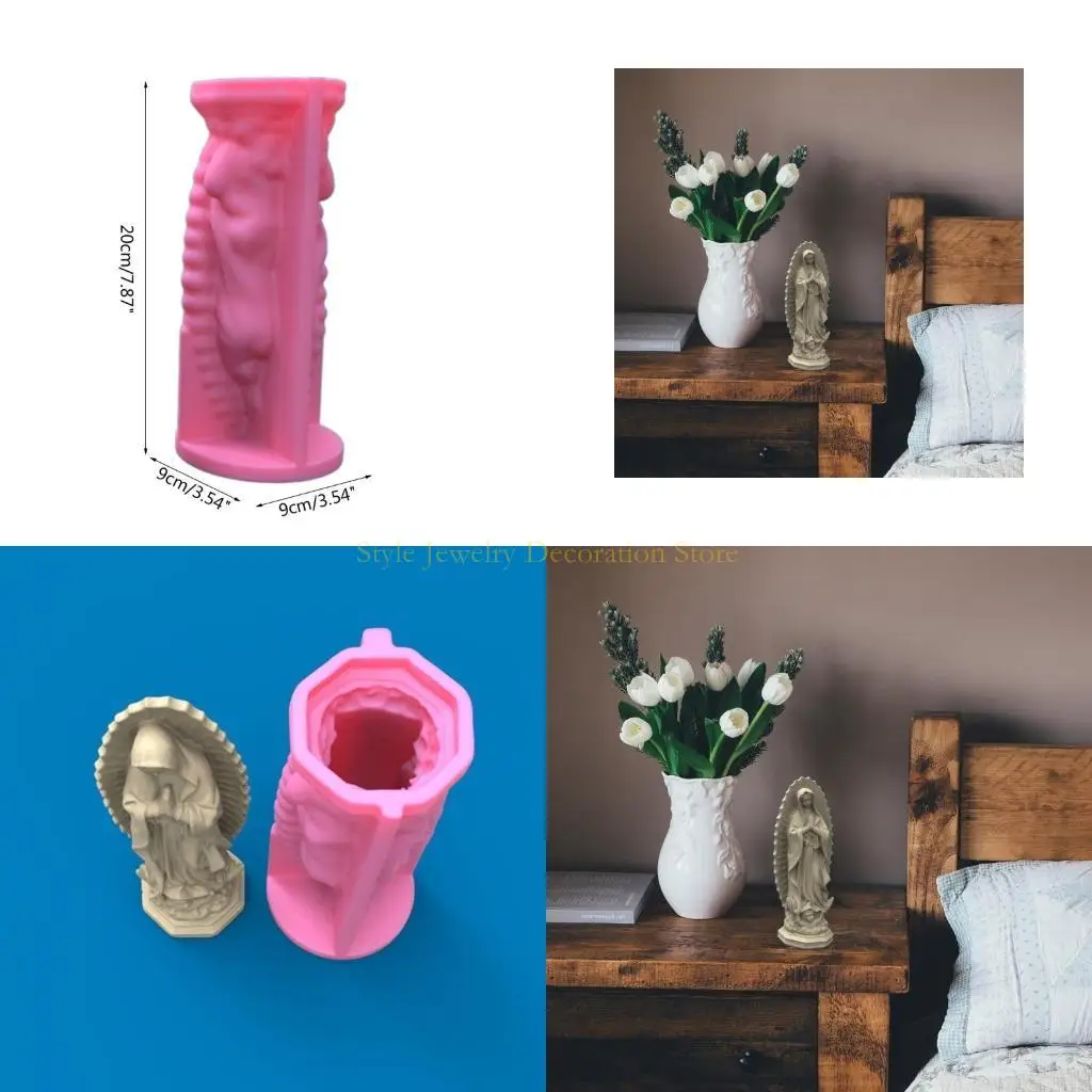 

D46E Virgin Mary Mold Festival Ornament Handmade Mould Silicone Soap Mold Clay Plaster Epoxy Resin Mould DIY Crafts