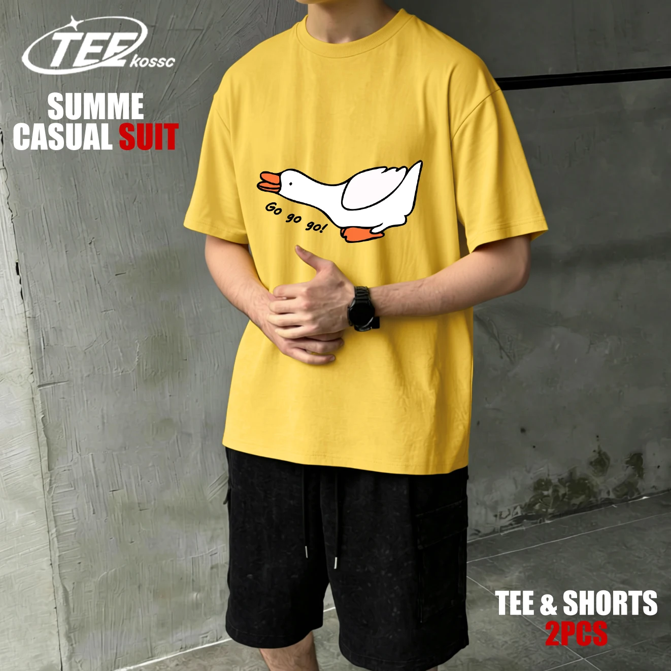 

Мужская футболка с принтом Goose Charge Forward, летняя свободная хлопковая футболка с коротким рукавом и круглым вырезом, модная универсальная одежда унисекс