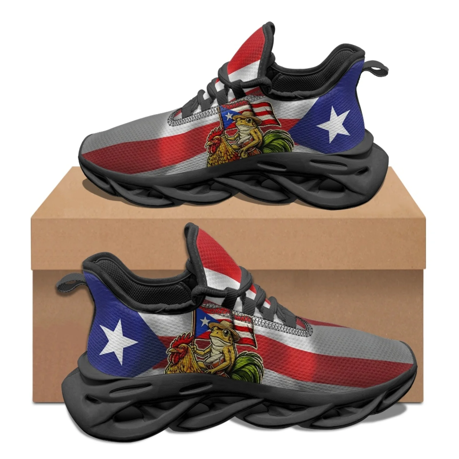 PENSTROLL Puerto Rico Print Non Slip Athletic Shoes, Men's Slip on Running Shoes 2026 New Fall Fashion for Gym